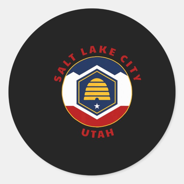Salt Lake City Utah New Ut Flag Beehive Vacation S Classic Round Sticker (Front)
