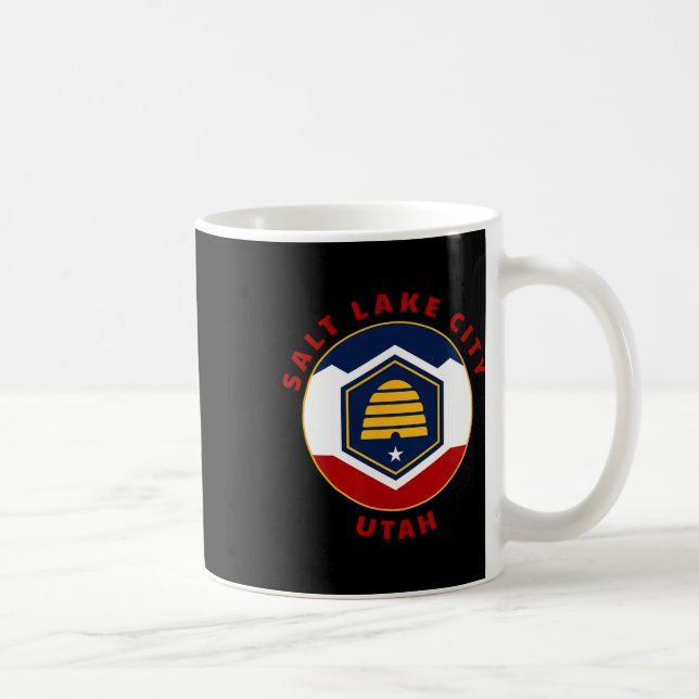 Salt Lake City Utah New Ut Flag Beehive Vacation S Coffee Mug (Right)