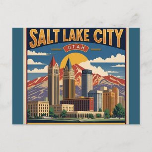Salt Lake City Utah retro vintage Travel  Postcard