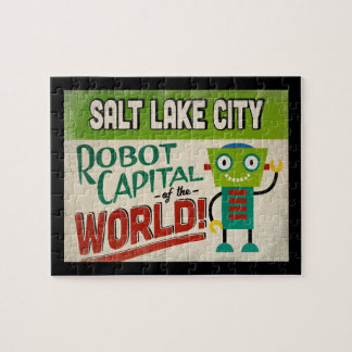 Salt Lake City Utah Robot - Funny Vintage Jigsaw Puzzle