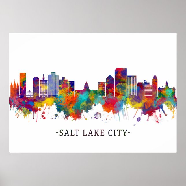 Salt Lake City Utah Skyline Poster (Front)