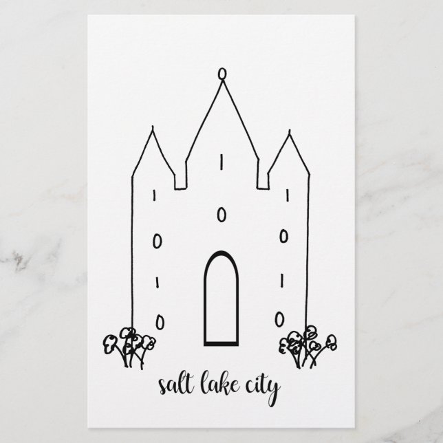 salt lake city utah temple simple modern stationery (Front)