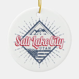 Salt Lake City Utah United States Mountains USA Ceramic Tree Decoration