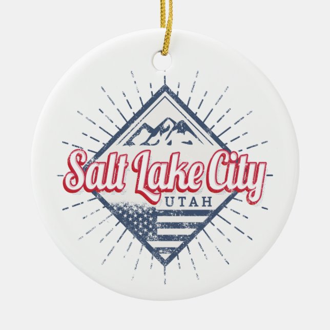 Salt Lake City Utah United States Mountains USA Ceramic Tree Decoration (Front)