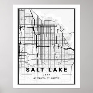 Salt Lake City Utah USA Travel City Map Poster