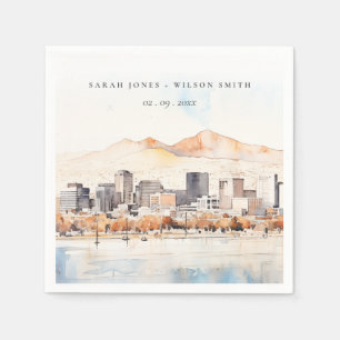 Salt Lake City, Utah Watercolor Landscape Wedding Napkin