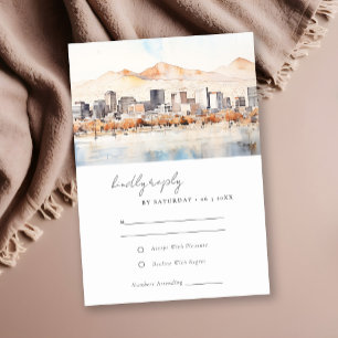 Salt Lake City Utah Watercolor Landscape Wedding RSVP Card