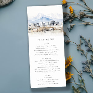 Salt Lake City Utah Watercolor Wedding Menu Card