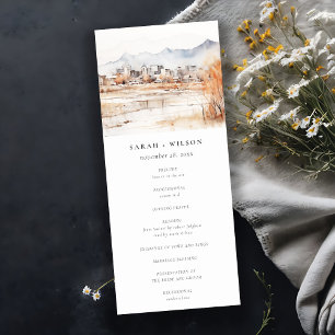 Salt Lake City Utah Watercolor Wedding Program Invitation