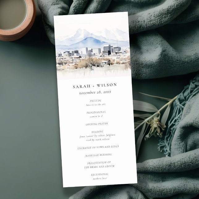 Salt Lake City Utah Watercolor Wedding Program Invitation (Creator Uploaded)