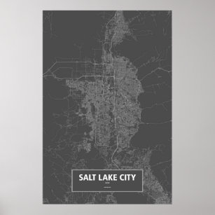 Salt Lake City, Utah (white on black) Poster