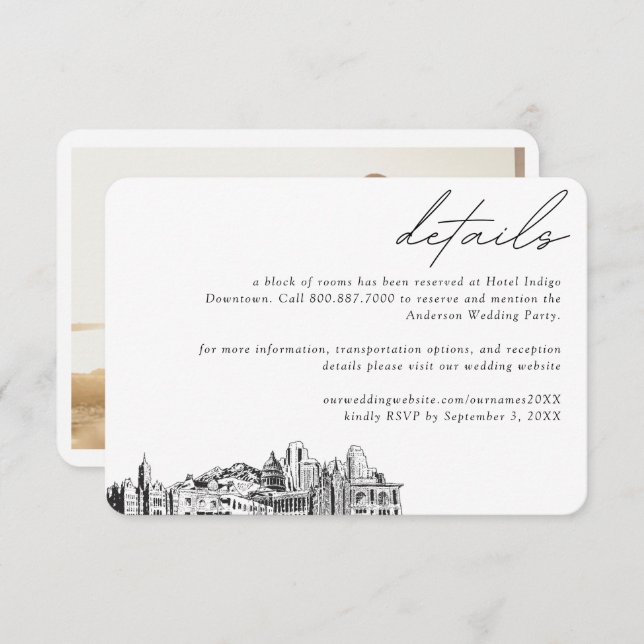 Salt Lake City Wedding Hotel Room Block Details Enclosure Card (Front/Back)
