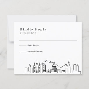Salt Lake City Wedding   Stylised Skyline RSVP Card