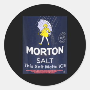 Salt melts ice morton salt girl with umbrella classic round sticker