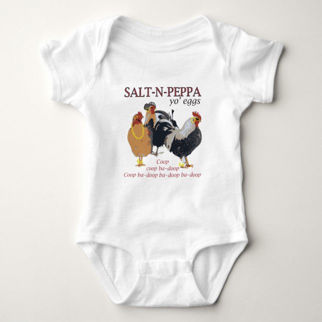 Salt-N-Pepper Chicken Coop Baby Bodysuit (Front)