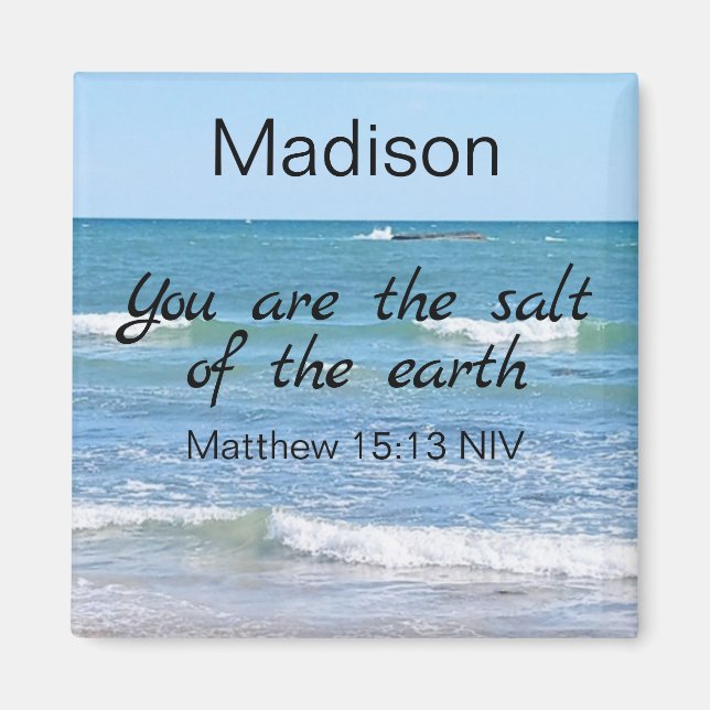 Salt of the Earth Photo of Ocean Bible Verse Magnet (Front)