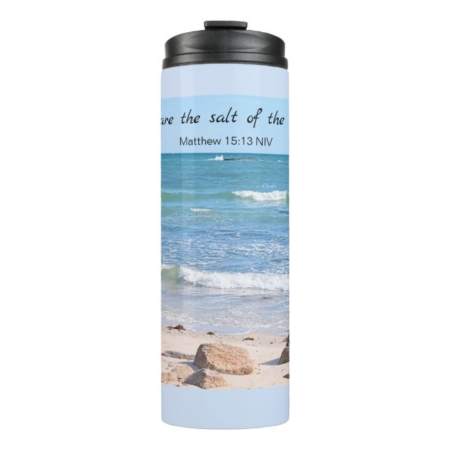 Salt of the Earth Photo of Ocean Bible Verse Thermal Tumbler (Front)