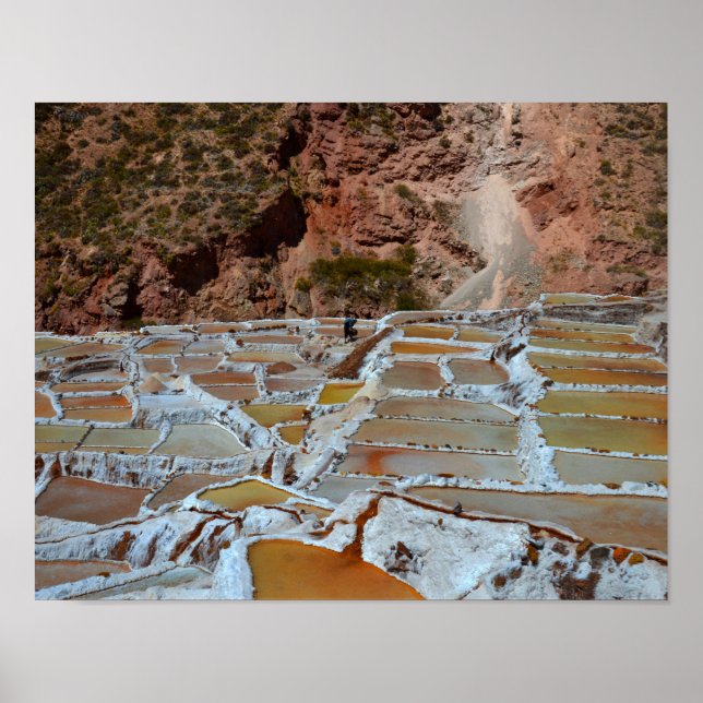 Salt Pans in Maras, Peru Poster (Front)