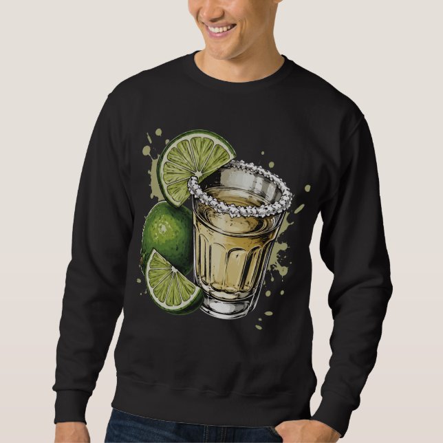 Salt Rim Tequila Shot with Lime Illustration Sweatshirt (Front)
