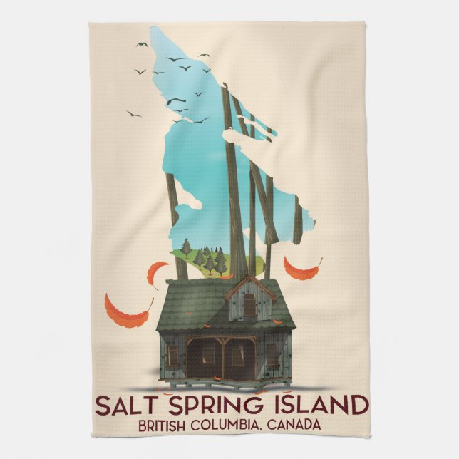 Salt Spring Island British Columbia Canada Tea Towel (Vertical)