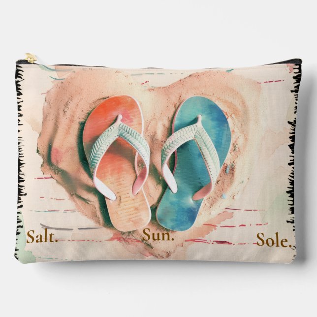 Salt Sun Sole Flip Flop Beach Zipper Pouch (Front)