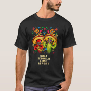 Salt Tequila Lime Repeat Mexican Humor Mexico Drin T-Shirt