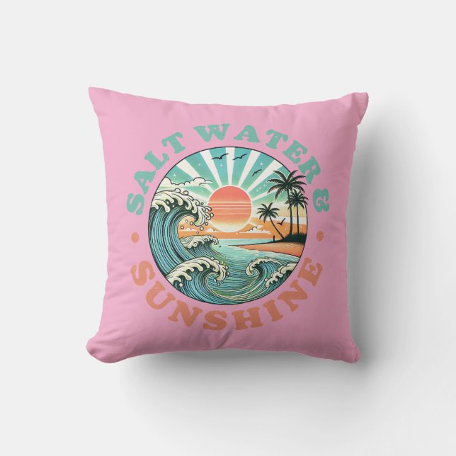 Salt Water and Sunshine Throw Pillow (Front)