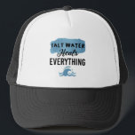 Salt Water Heals Everything Beach Lovers Gift Trucker Hat<br><div class="desc">Salt Water Heals Everything Beach Lovers Gift Blue Sea Waves Ocean Quotes Summer Vacation 
Funny Shirt For Womens Men And Kids</div>