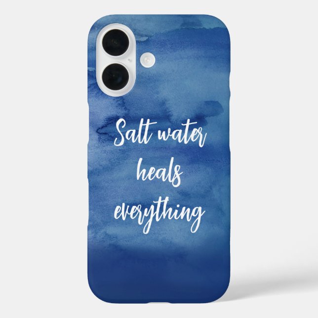 Salt Water Heals Everything Blue Texture Quote Case-Mate iPhone Case (Back)