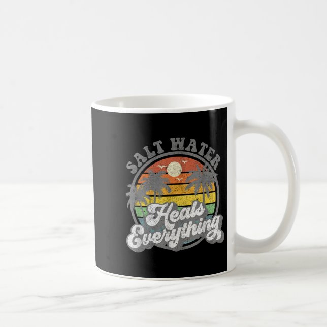 Salt Water Heals Everything Funny Retro Beach Wome Coffee Mug (Right)