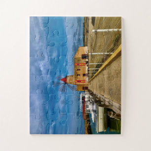 Salt Windmill Harbor in Western Sicily, Italy Jigsaw Puzzle