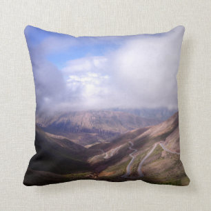 Salta Mountain Serpentine Road With Low Clouds Cushion