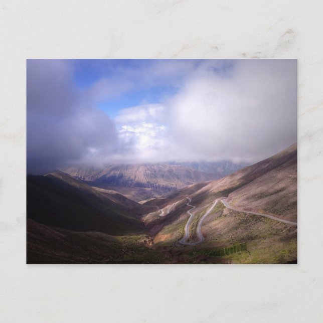 Salta Mountain Serpentine Road With Low Clouds Postcard (Front)