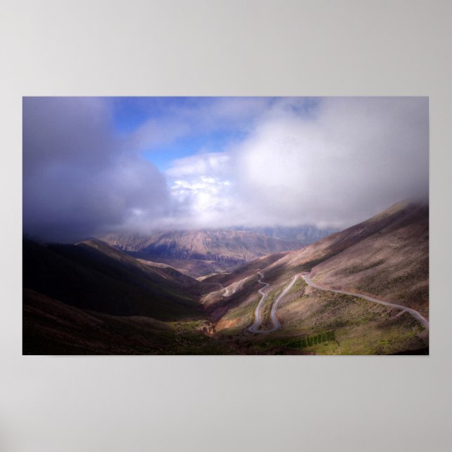 Salta Mountain Serpentine Road With Low Clouds Poster (Front)