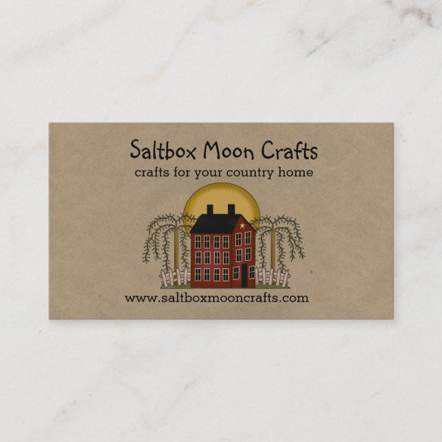 Saltbox and Moon Rustic Country Business Card  (Front)