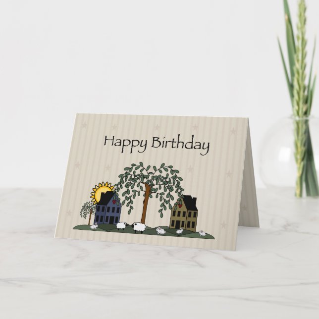 Saltbox Houses Birthday Card (Front)