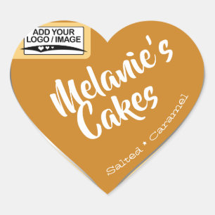 Salted Caramel Beige Cake Packaging with Logo Heart Sticker