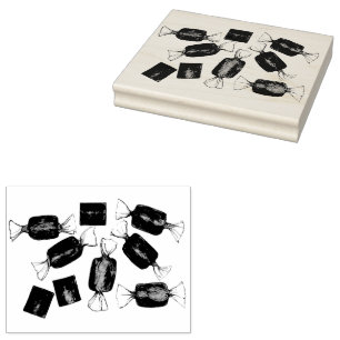Salted Caramel Candies Sweets Candy Shop Store Rubber Stamp