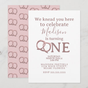 Salted Pretzel Twist 1st Birthday Party Invitation