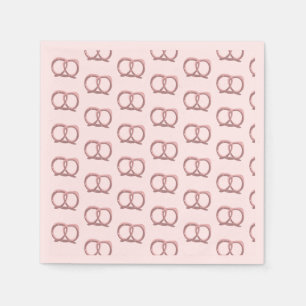 Salted Pretzel Twist Pattern Party Pink Napkin