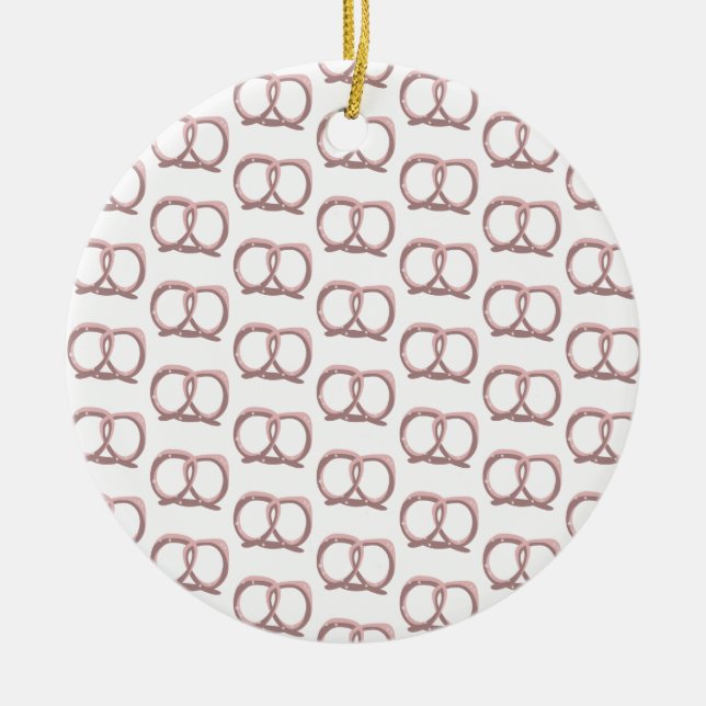 Salted Pretzel Twist Pattern Pink  Ceramic Tree Decoration (Front)