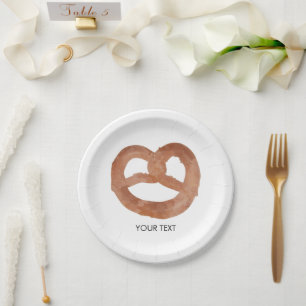 Salted Soft Pretzel Custom Text Paper Plate