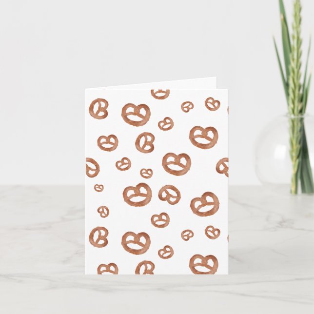 Salted Soft Watercolor Pretzel Pattern Card (Front)