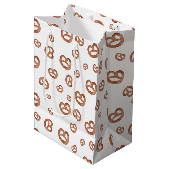 Salted Soft Watercolor Pretzel Pattern Medium Gift Bag (Front Angled)
