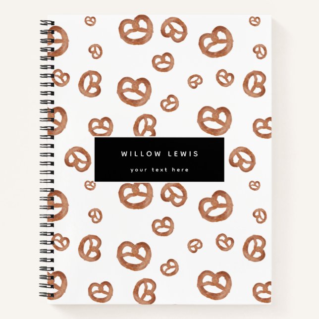 Salted Soft Watercolor Pretzel Pattern Notebook (Front)