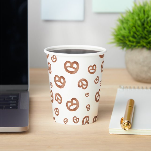 Salted Soft Watercolor Pretzel Pattern Paper Cups (Insitu)