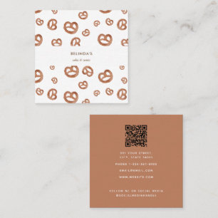 Salted Soft Watercolor Pretzel Pattern Square Business Card