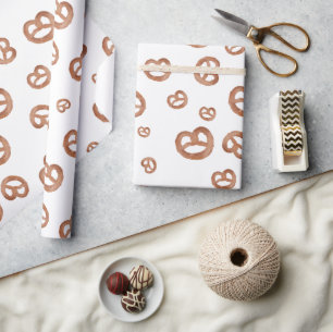 Salted Soft Watercolor Pretzel Pattern Wrapping Paper
