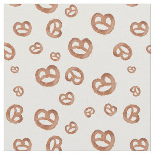 Salted Soft Watercolor Pretzel Seamless Pattern Fabric