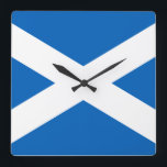Saltire ~ Flag of Scotland Square Wall Clock<br><div class="desc">Flag of Scotland,  also known as the Saltaire,  featuring the Cross of Saint Andrew.</div>
